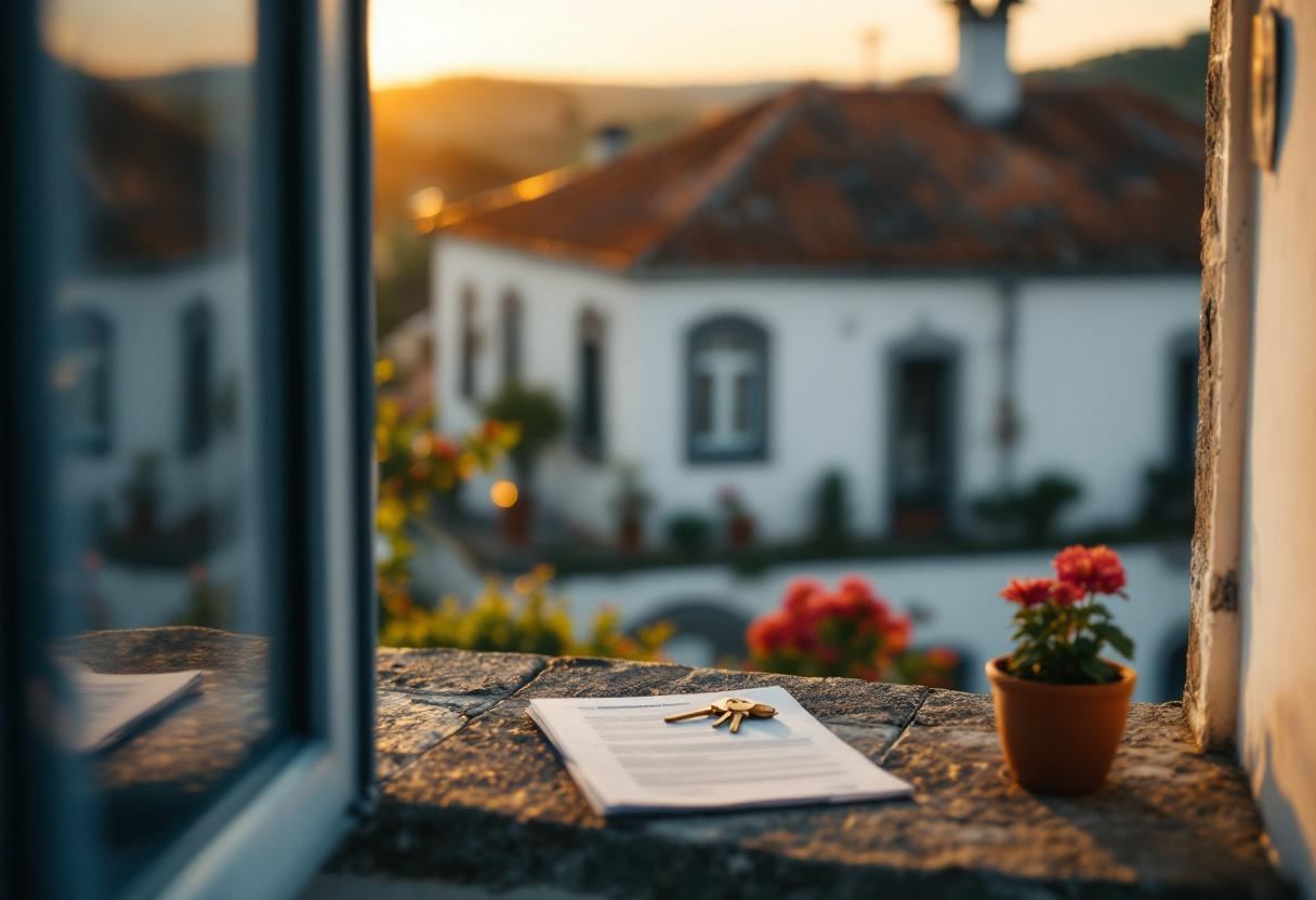 Traditional Portuguese villa with property documents — buying property in Portugal